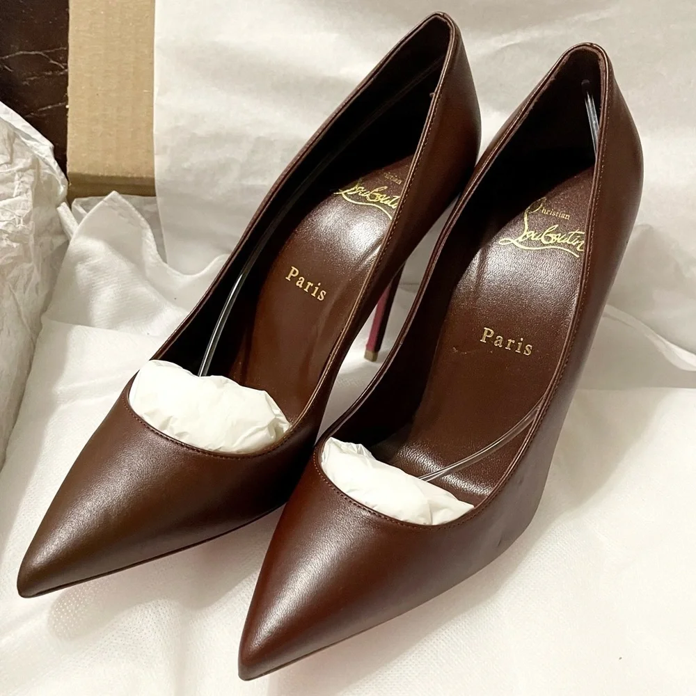 Christian Louboutin Kate 100mm. Napa lux supple leather chocolate brown EU37 - Picture 5 of 12